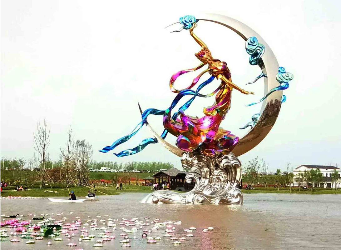 هنرهای زیبا بزرگ مجسمه های باغی در فضای باز باغ های پلاستیکی پرواز از فولاد ضد زنگ رنگ آمیزی شده